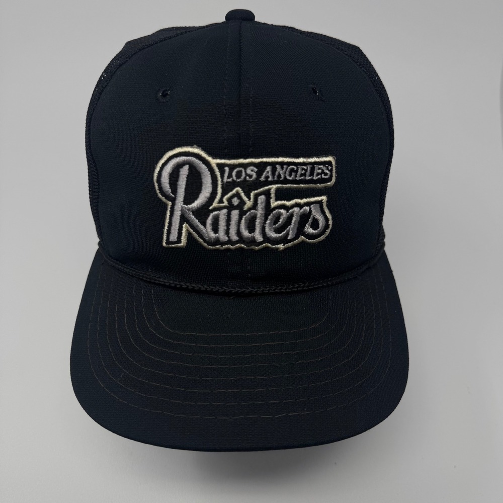 Vintage Los Angeles Raiders Sports Specialties NFL Trucker Hat Black Mesh